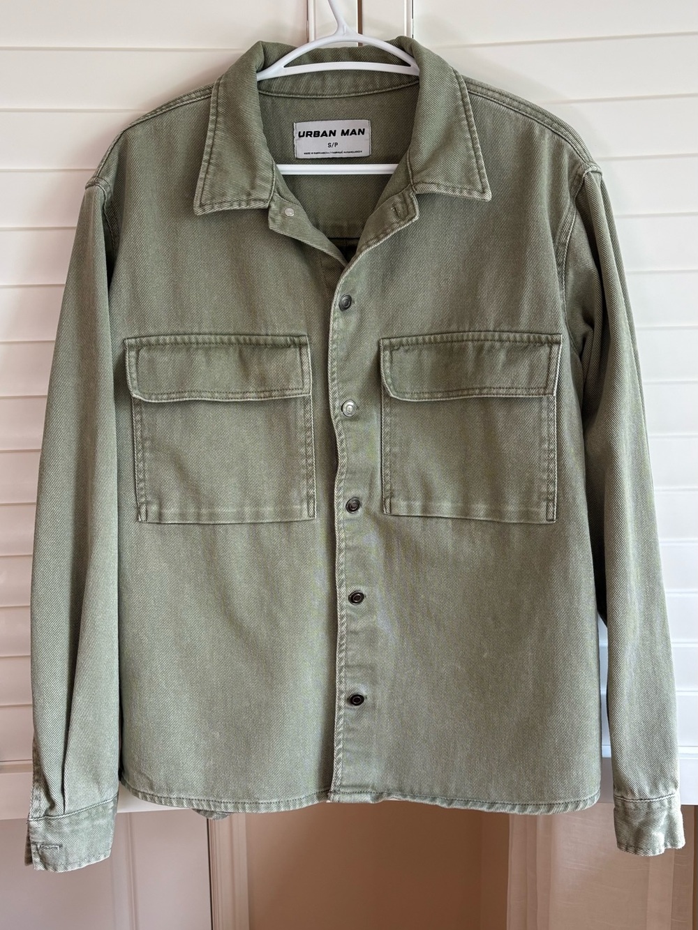 Men’s denim jacket, green, small